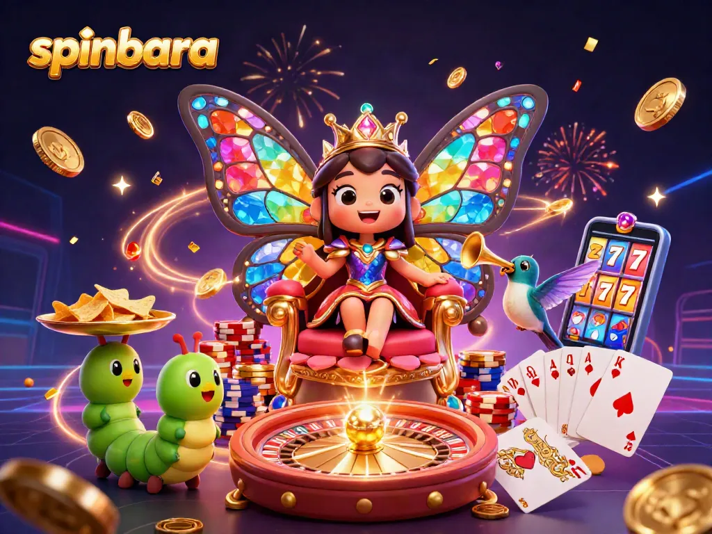 Spinbara casino offers thrilling gameplay with vibrant symbols, coins, and engaging characters.